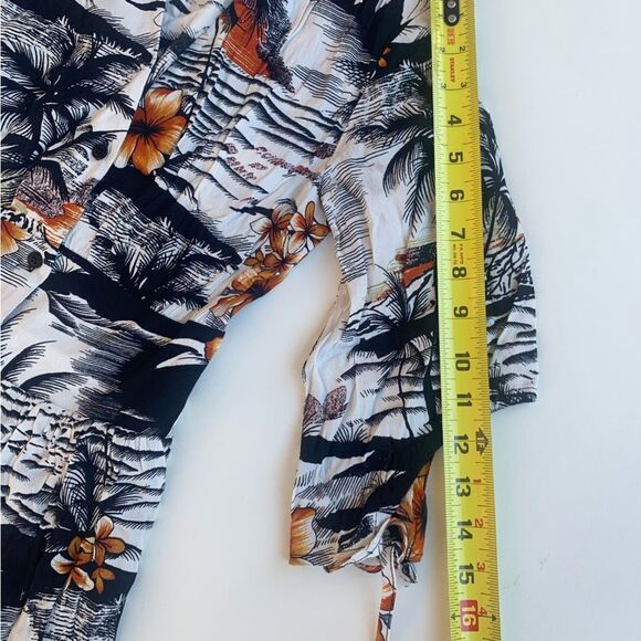 Maje Mini Dress Womens Sz 1 Rolina Hawaiian Print Button Front Tropical Pockets - Picture 4 of 13